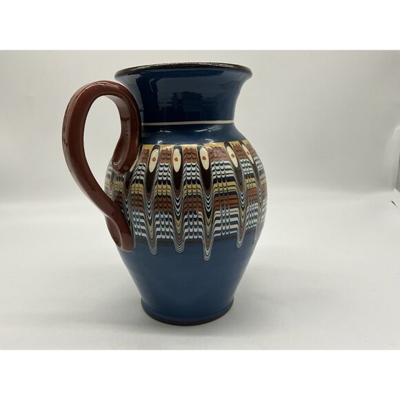 Bulgarian Troyan Pottery Pitcher or Jug w/Peacock Eye Pattern Red Ware Drinkware - Picture 10 of 16